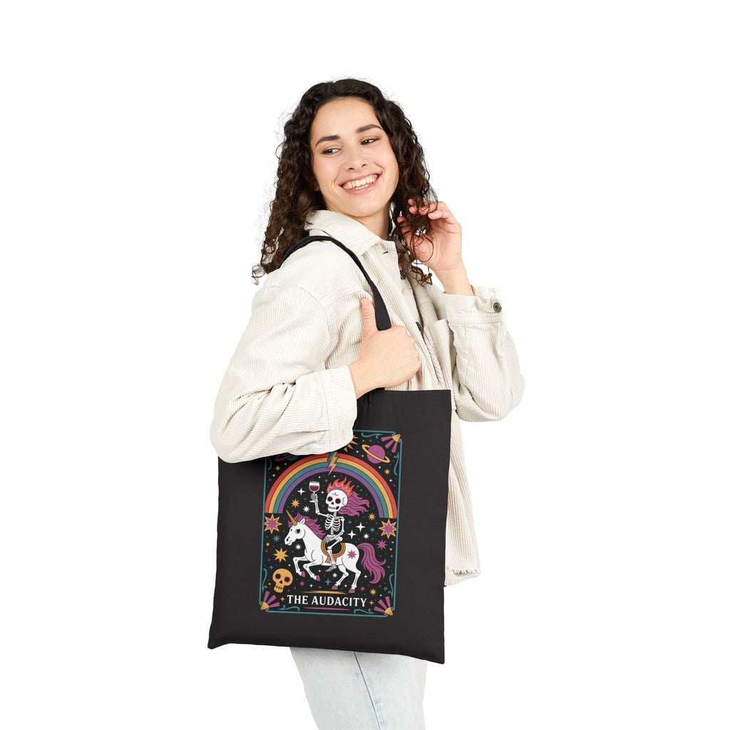 Audacity Funny Tarot Tote Bag — Humorous Tarot Canvas Tote