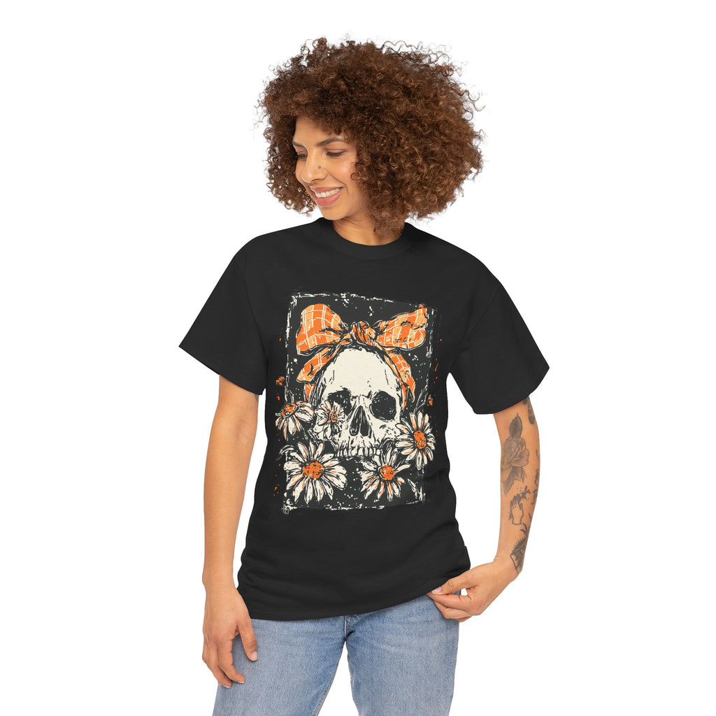 Skull with Daisies Tee – Vintage Floral Skull Graphic T‑Shirt