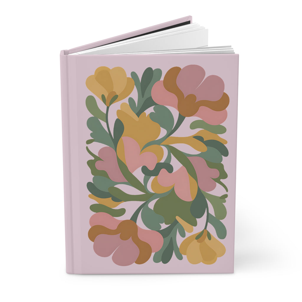 Floral Abstract Hardcover Journal — Pink Botanical Notebook for Notes & Journaling