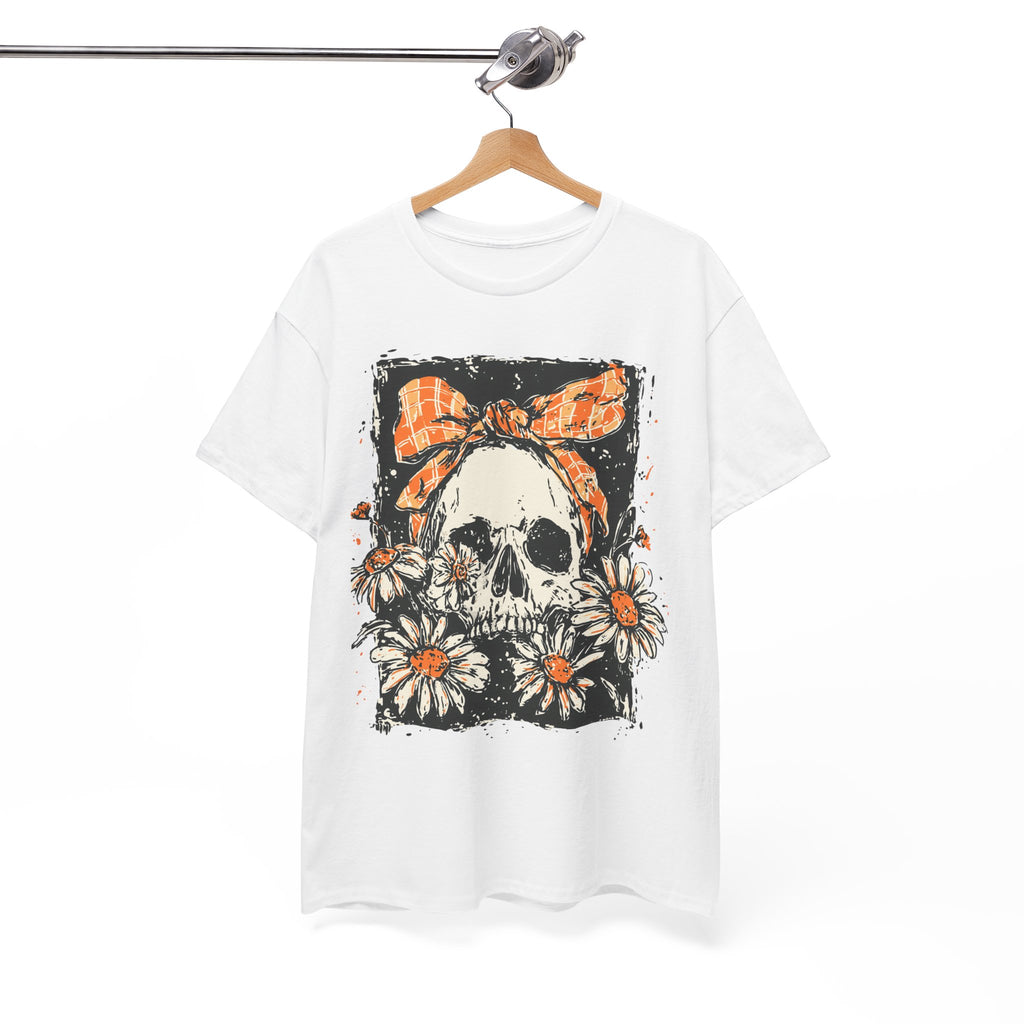 Skull with Daisies Tee – Vintage Floral Skull Graphic T‑Shirt