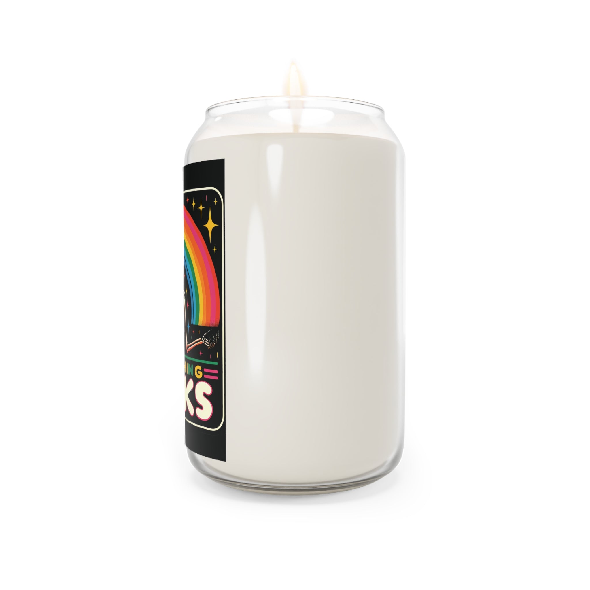 Candle — "Everything Sucks" Rainbow Skeleton Scented Soy Candle (13.75 oz)