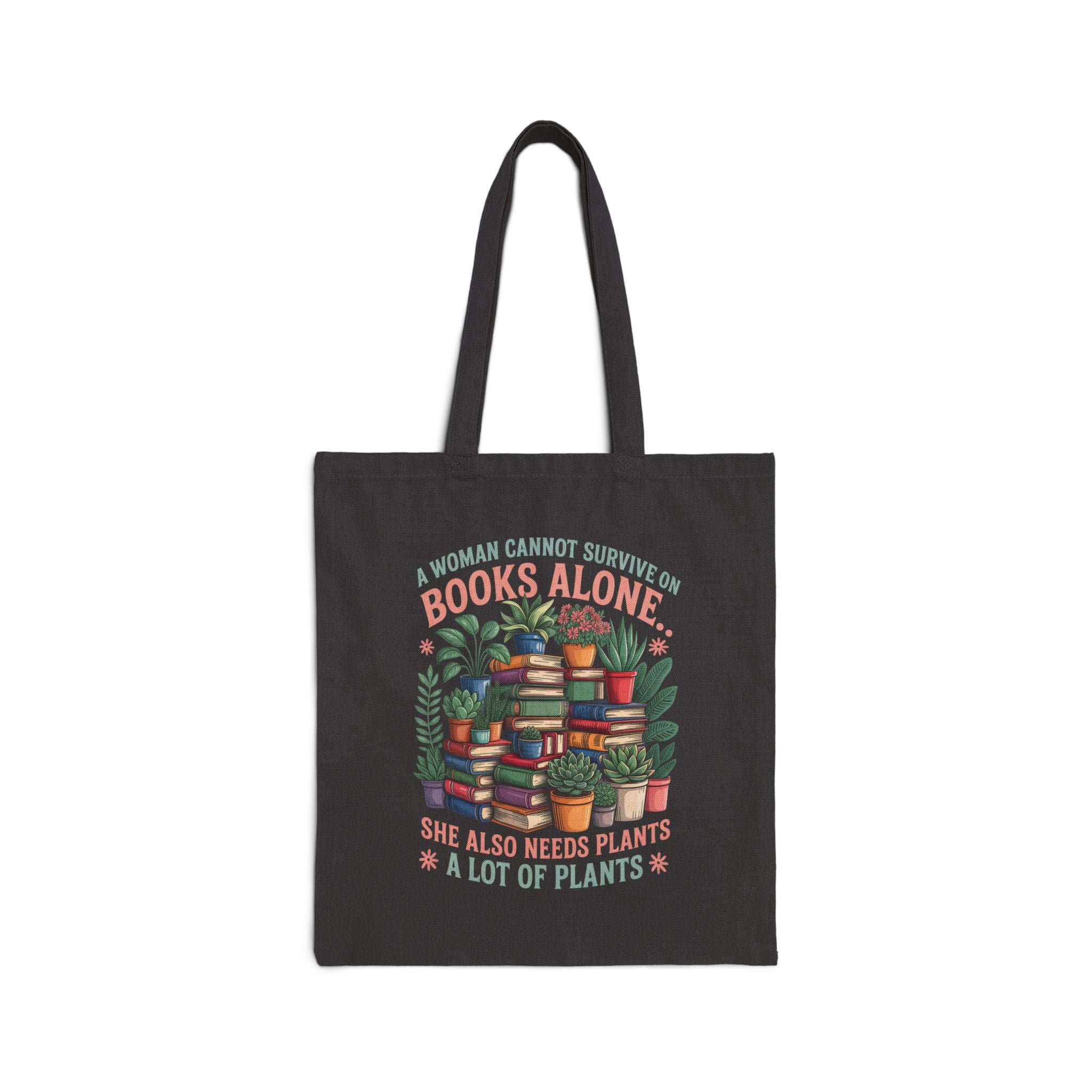 Plant & Book Lover Cotton Canvas Tote Bag