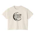 Salem 1692 Crescent Moon Women's Boxy Tee — Witchy Moon Phases Graphic