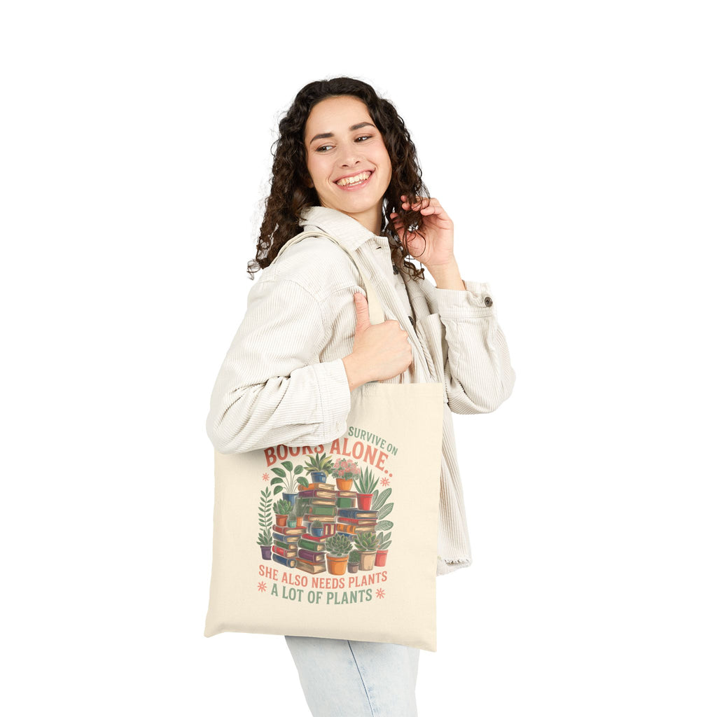 Plant & Book Lover Cotton Canvas Tote Bag