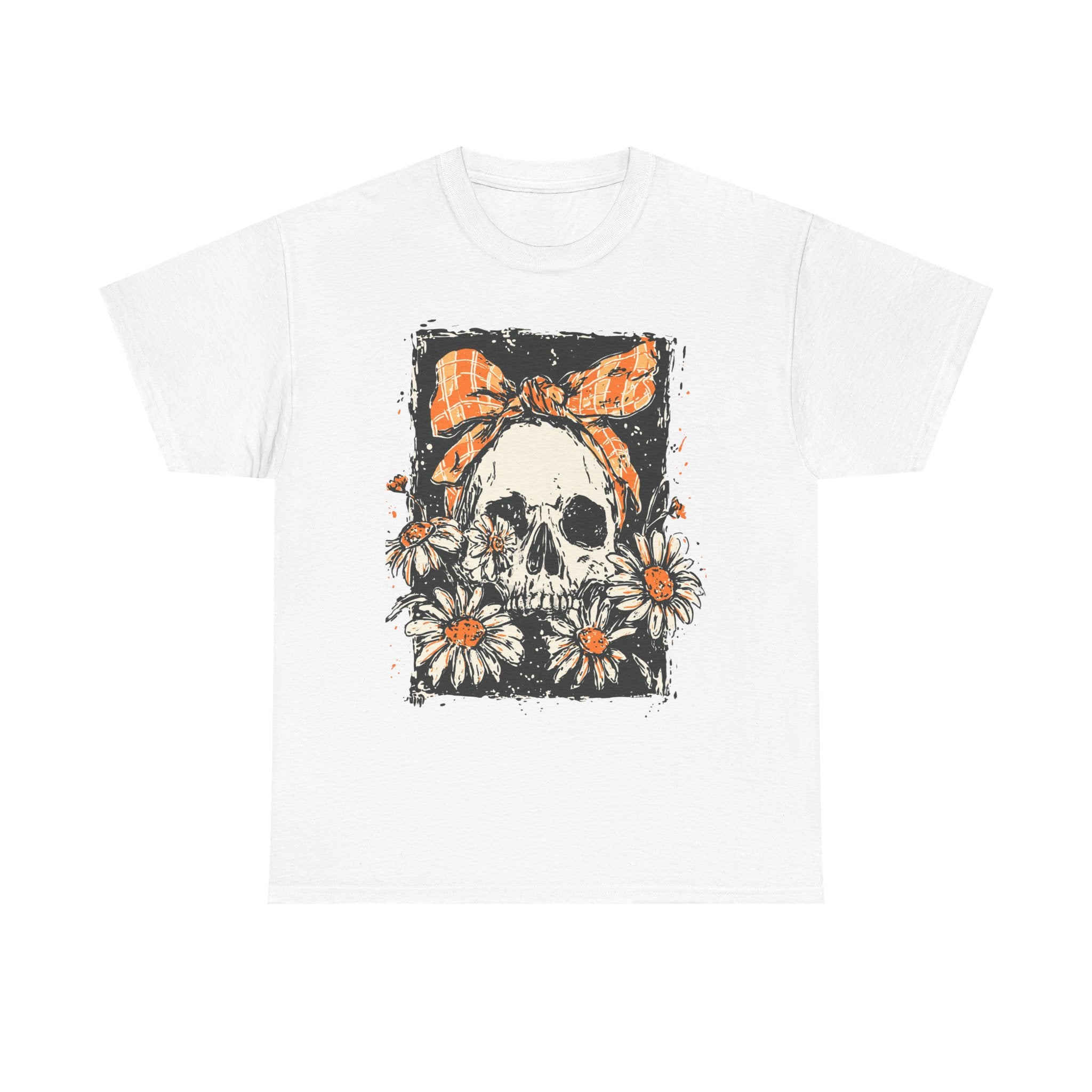 Skull with Daisies Tee – Vintage Floral Skull Graphic T‑Shirt