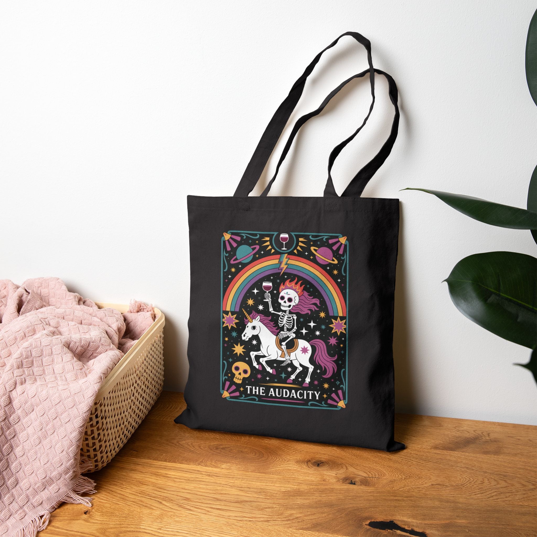 Audacity Funny Tarot Tote Bag — Humorous Tarot Canvas Tote