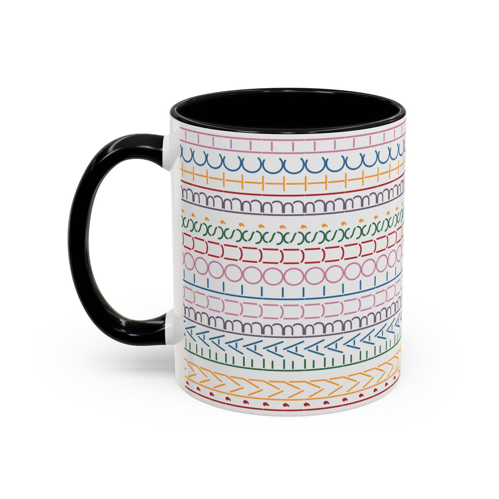 Colorful Doodle Stripe Accent Coffee Mug — Hidden Message 11/15oz