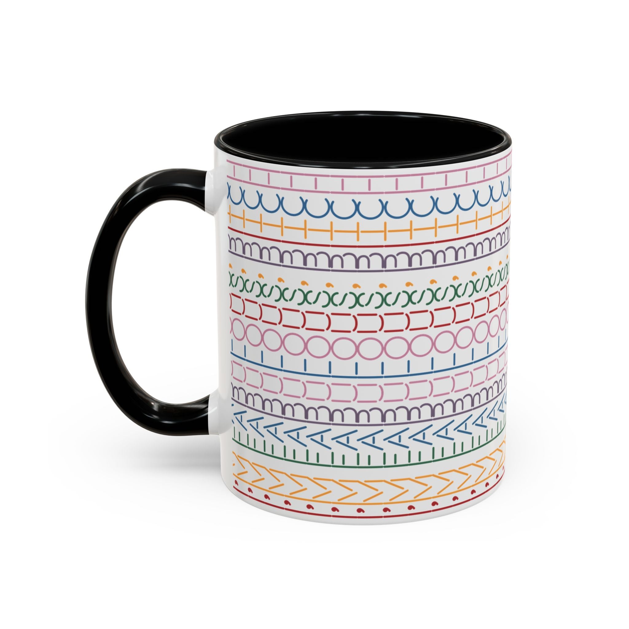 Colorful Doodle Stripe Accent Coffee Mug — Hidden Message 11/15oz