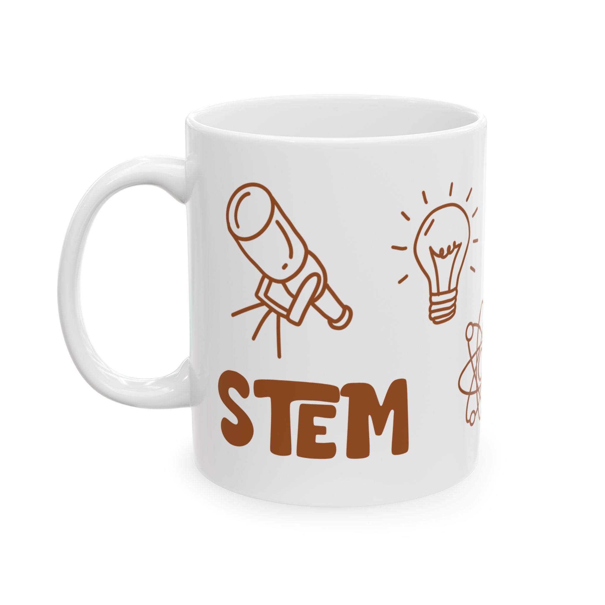 Science Doodles Ceramic Mug — STEM Icons Coffee Cup 11 oz