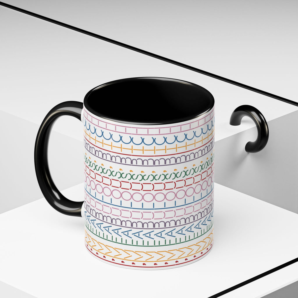 Colorful Doodle Stripe Accent Coffee Mug — Hidden Message 11/15oz