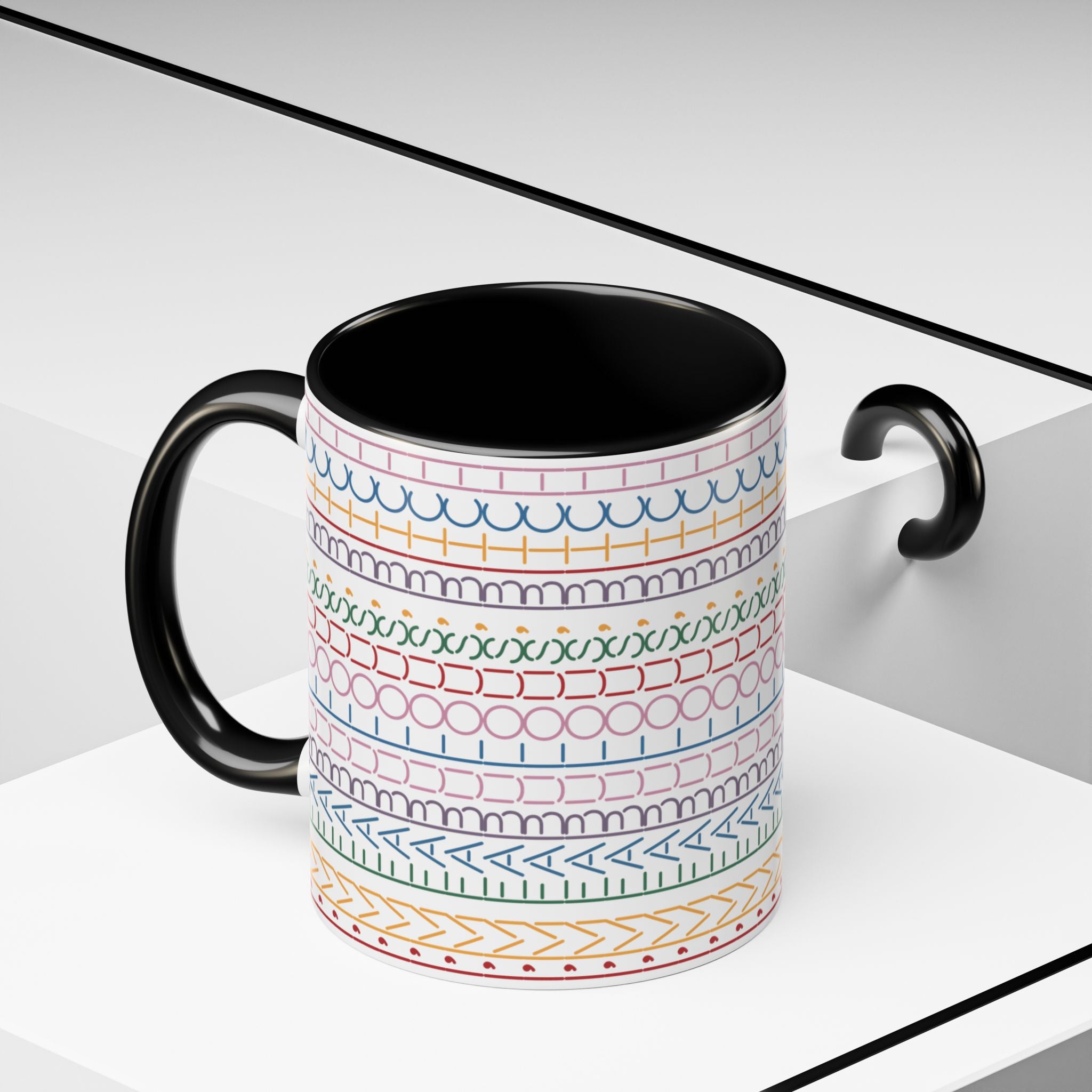 Colorful Doodle Stripe Accent Coffee Mug — Hidden Message 11/15oz