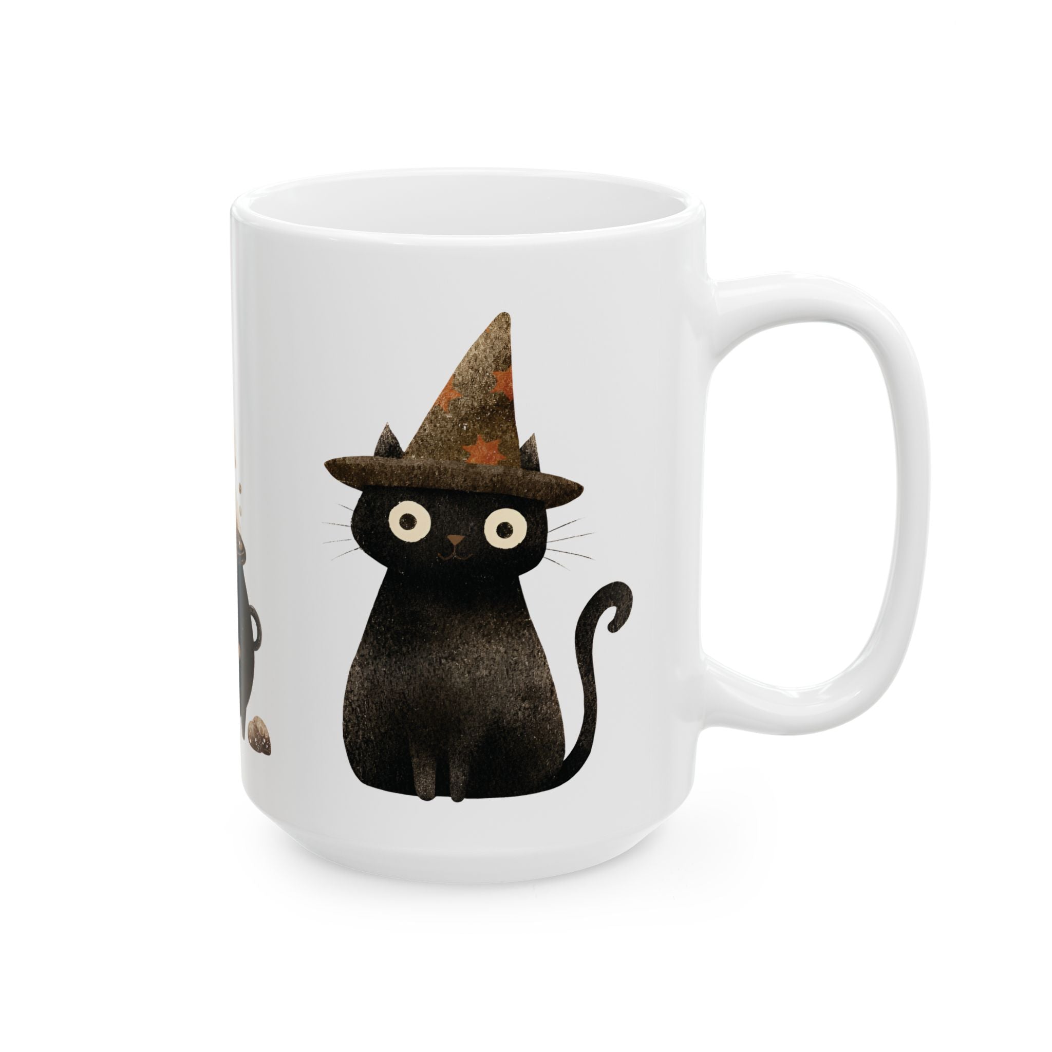 Witch Cat Ceramic Mug — Cute Black Cats & Bubbling Cauldron Coffee Cup (11oz/15oz)