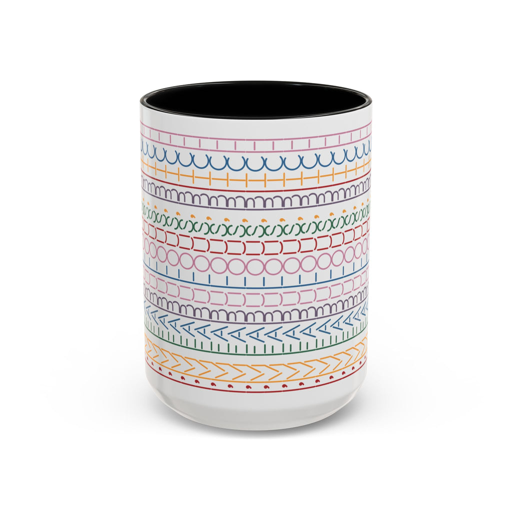 Colorful Doodle Stripe Accent Coffee Mug — Hidden Message 11/15oz