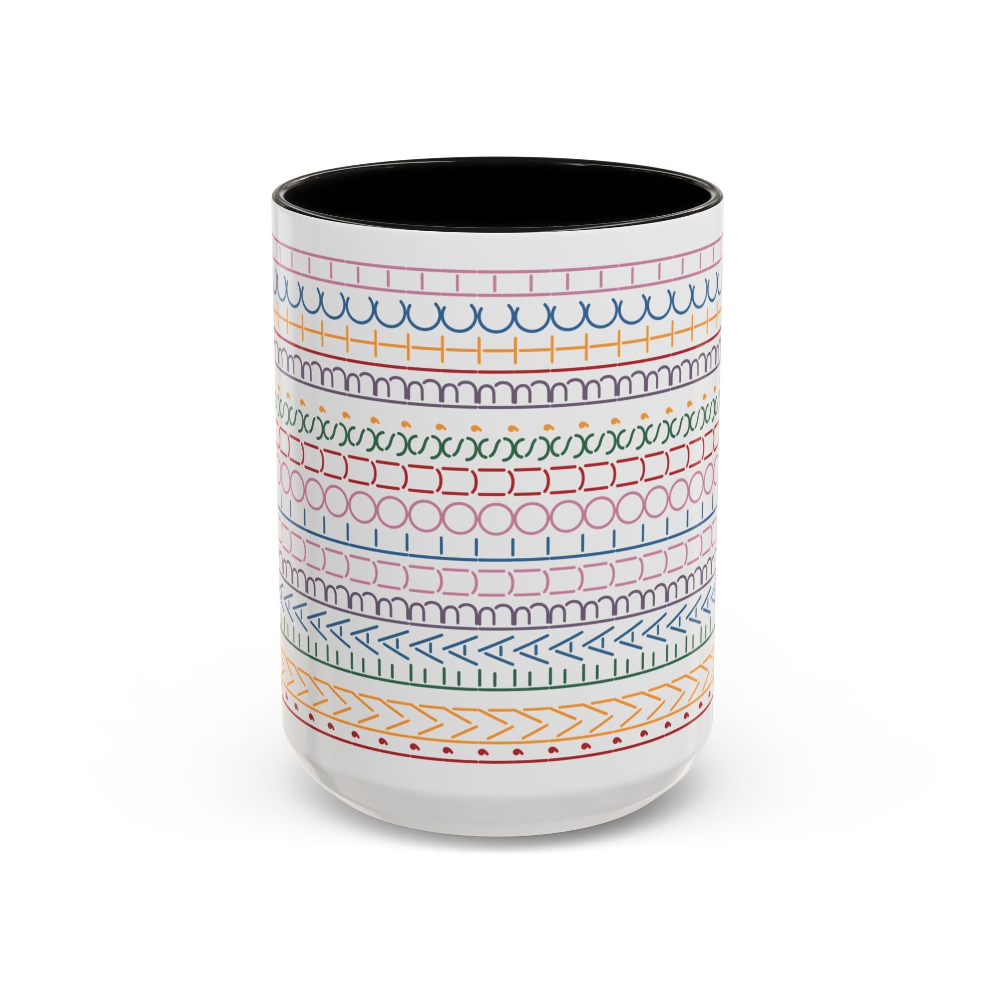 Colorful Doodle Stripe Accent Coffee Mug — Hidden Message 11/15oz