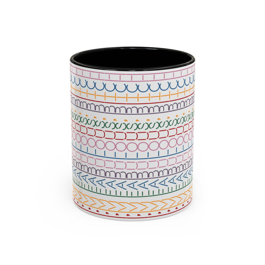 Colorful Doodle Stripe Accent Coffee Mug — Hidden Message 11/15oz