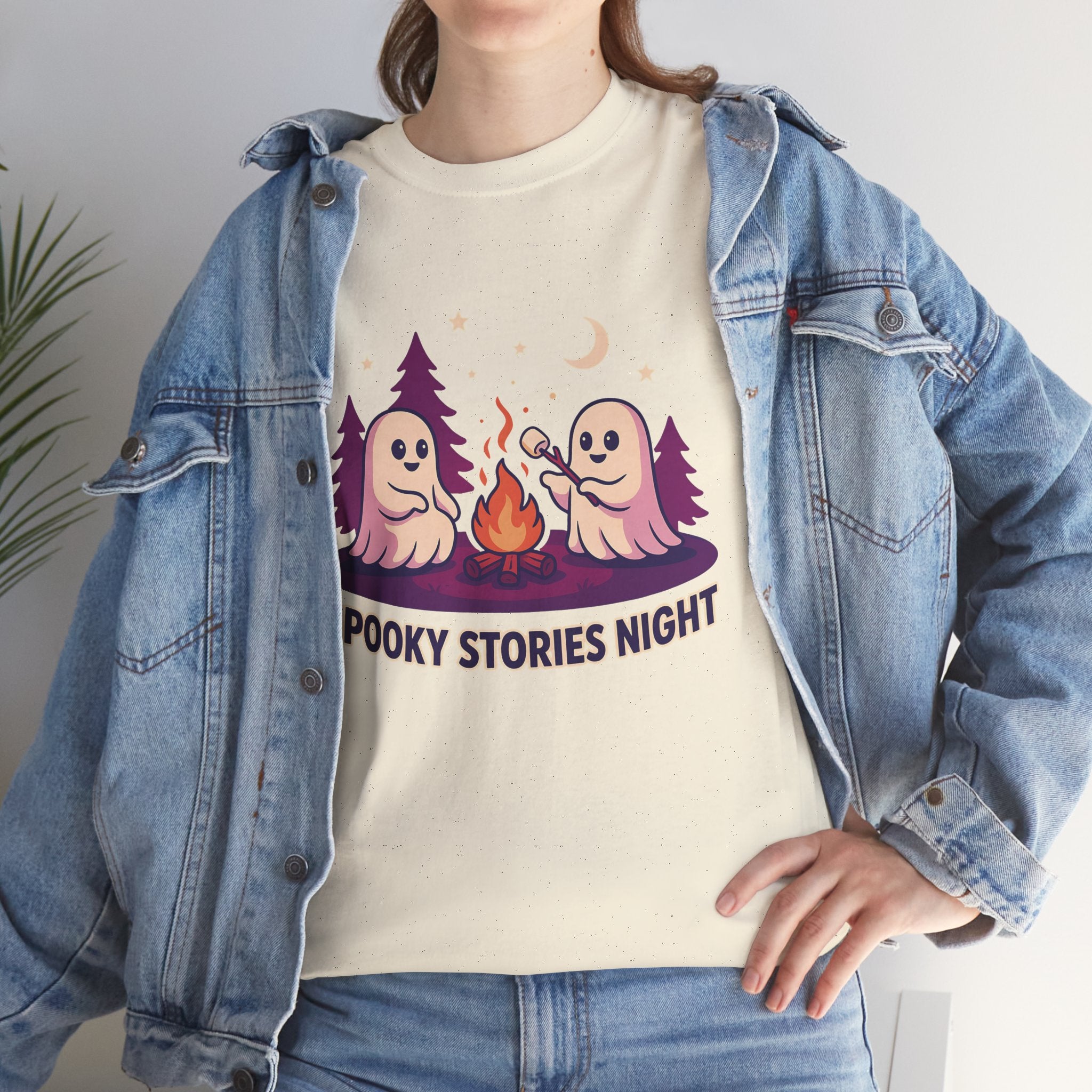 Spooky Stories Night Tee — Cute Ghost Campfire Halloween T-Shirt