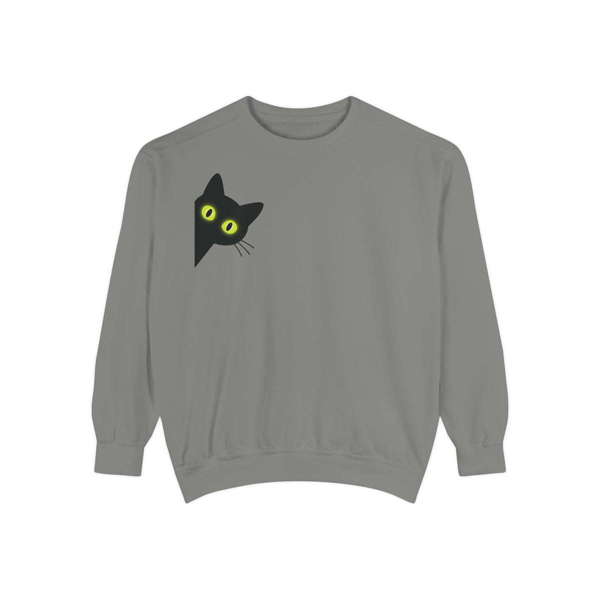 Peeking Black Cat Sweatshirt — Cute Halloween Cat Graphic Crewneck