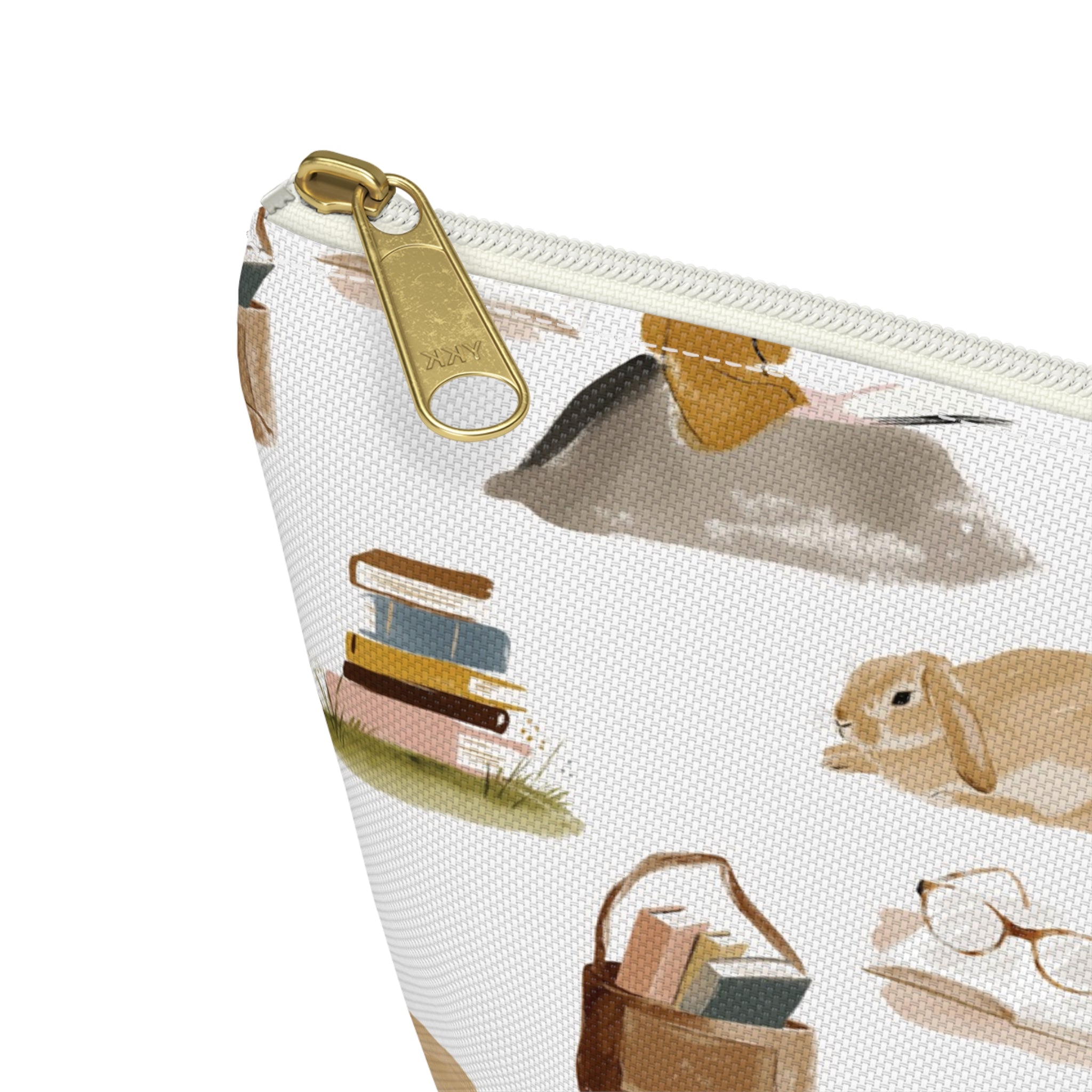 Cozy Reading Accessory Pouch — Cats, Books & Tea T-Bottom Makeup Bag
