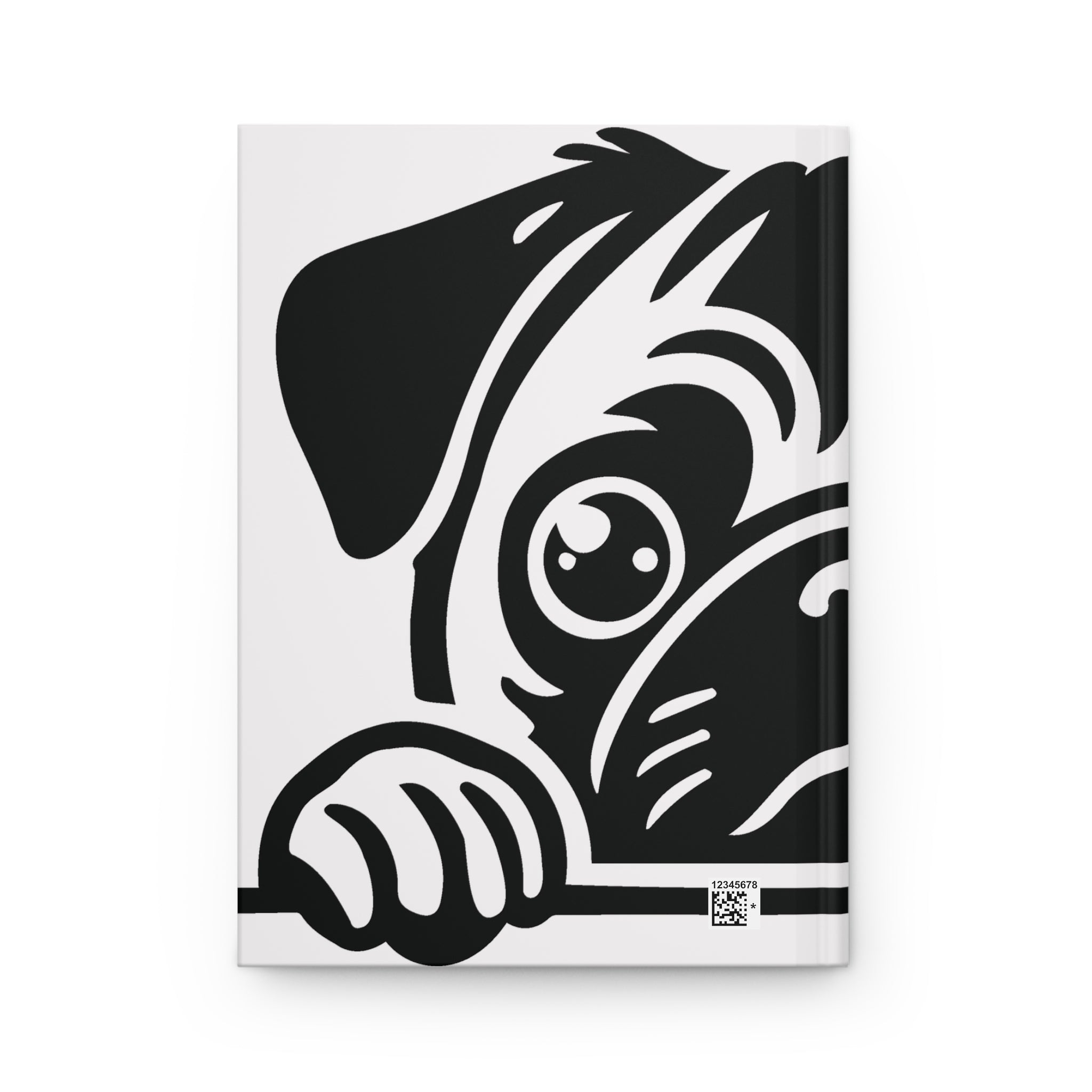 Pug Peek Hardcover Journal — Cute Black & White Dog Notebook