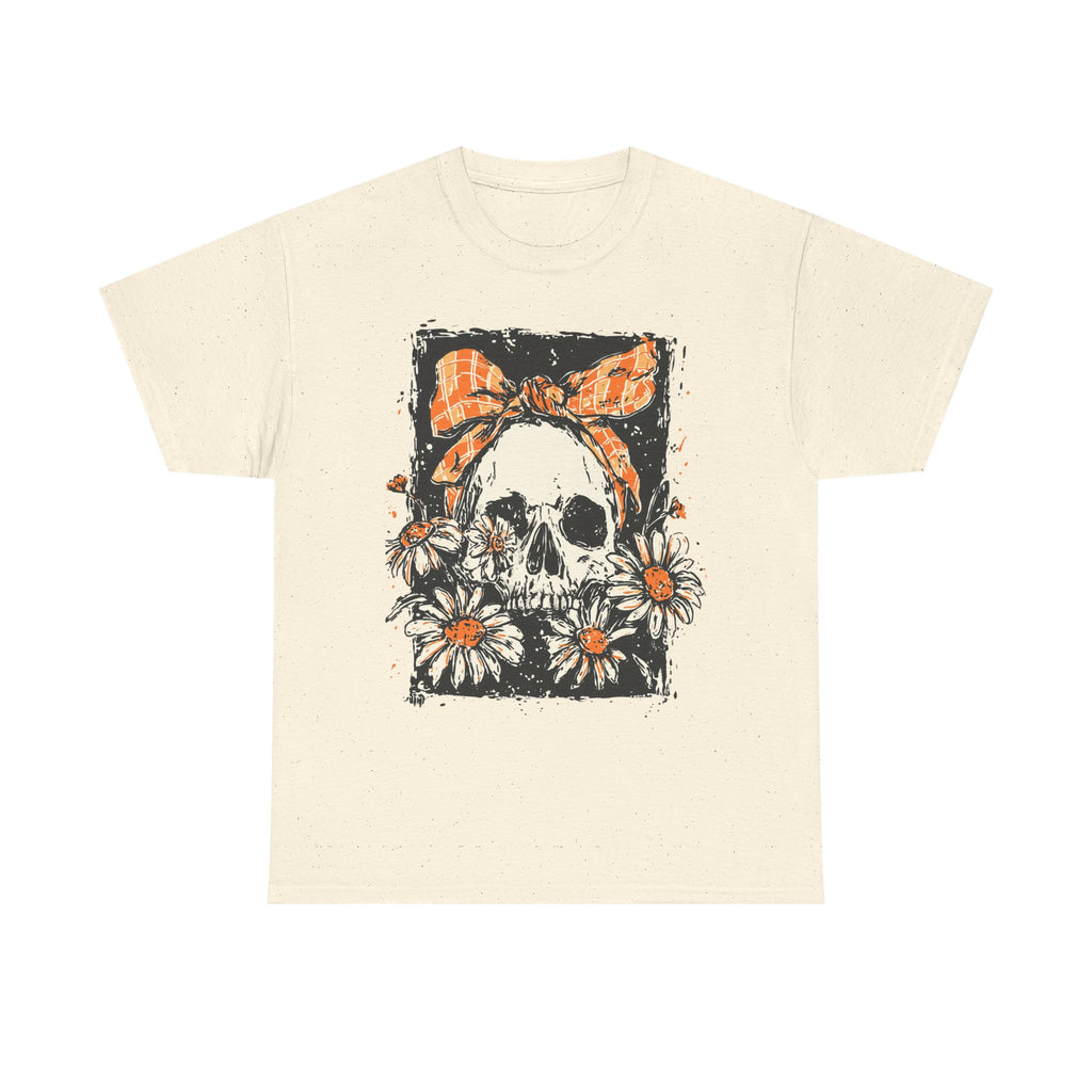 Skull with Daisies Tee – Vintage Floral Skull Graphic T‑Shirt