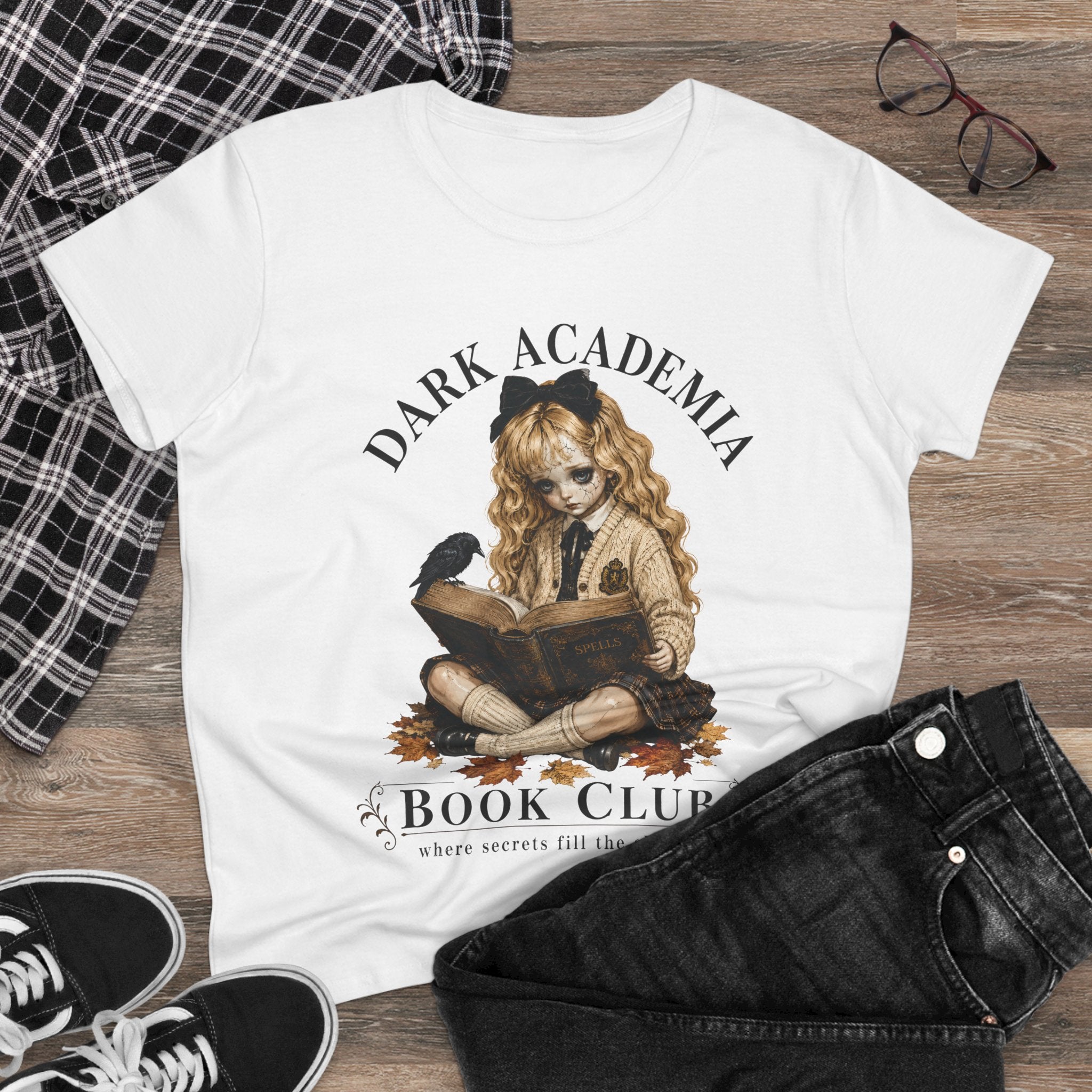 Dark Academia Book Club T-Shirt — Vintage Gothic Girl Reading Tee