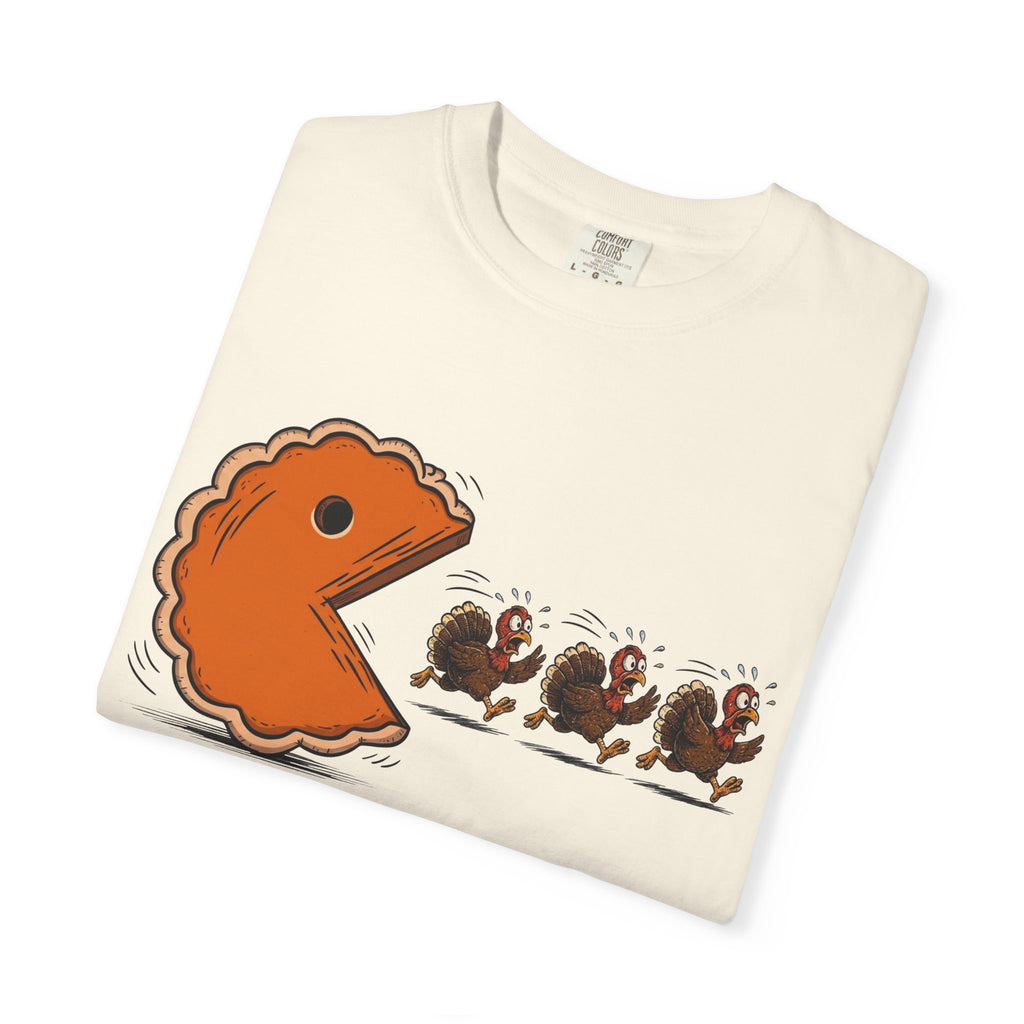 Pac-Man Pie T-Shirt — Funny Thanksgiving Turkey Chase Tee