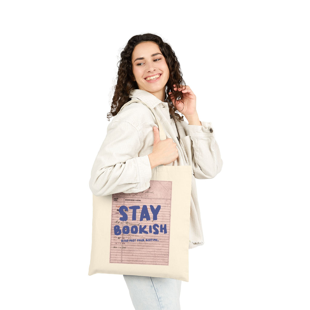 Stay Bookish Canvas Tote Bag — Library Card Book Lover Bookish Tote