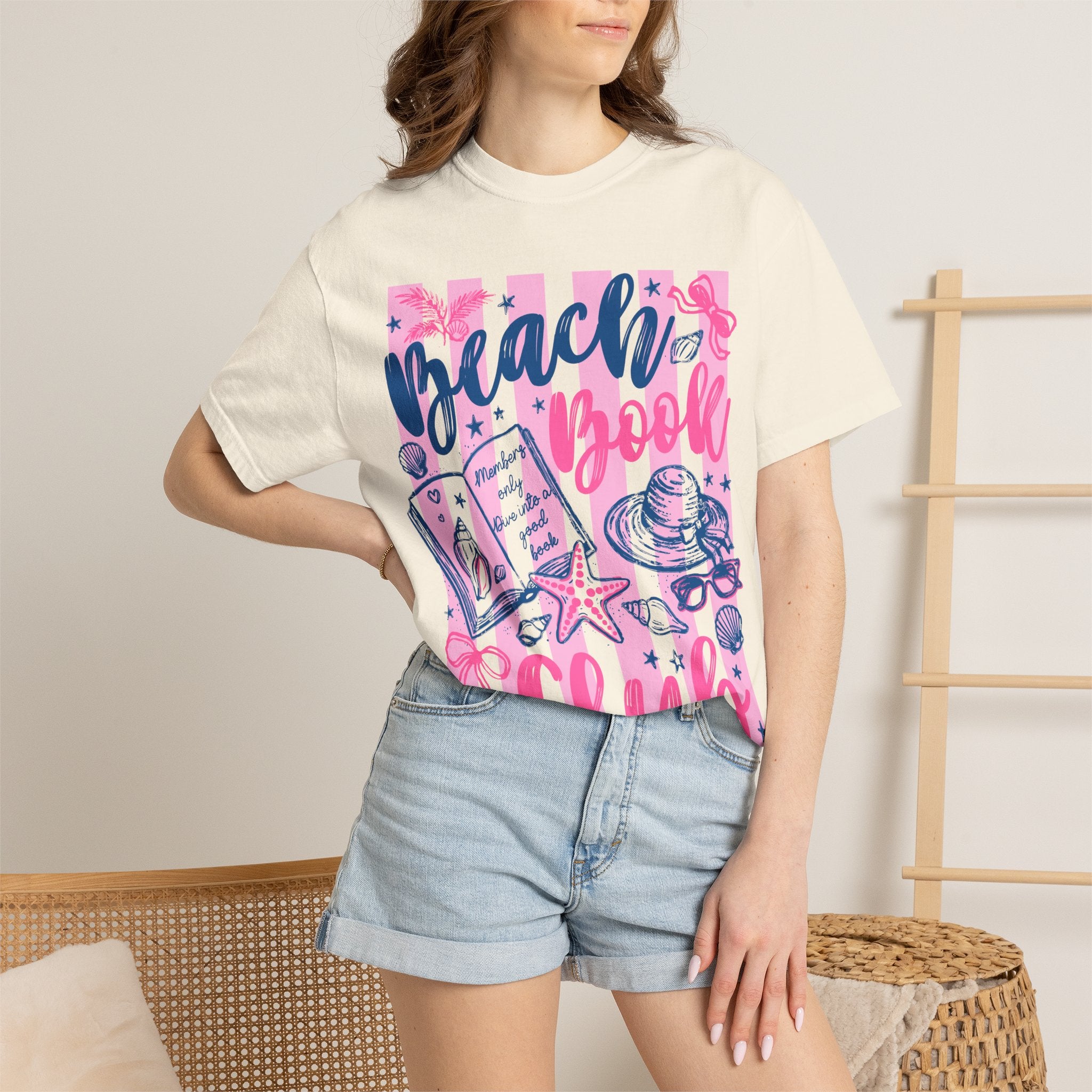 Book lover beach tee styled with summer accessories