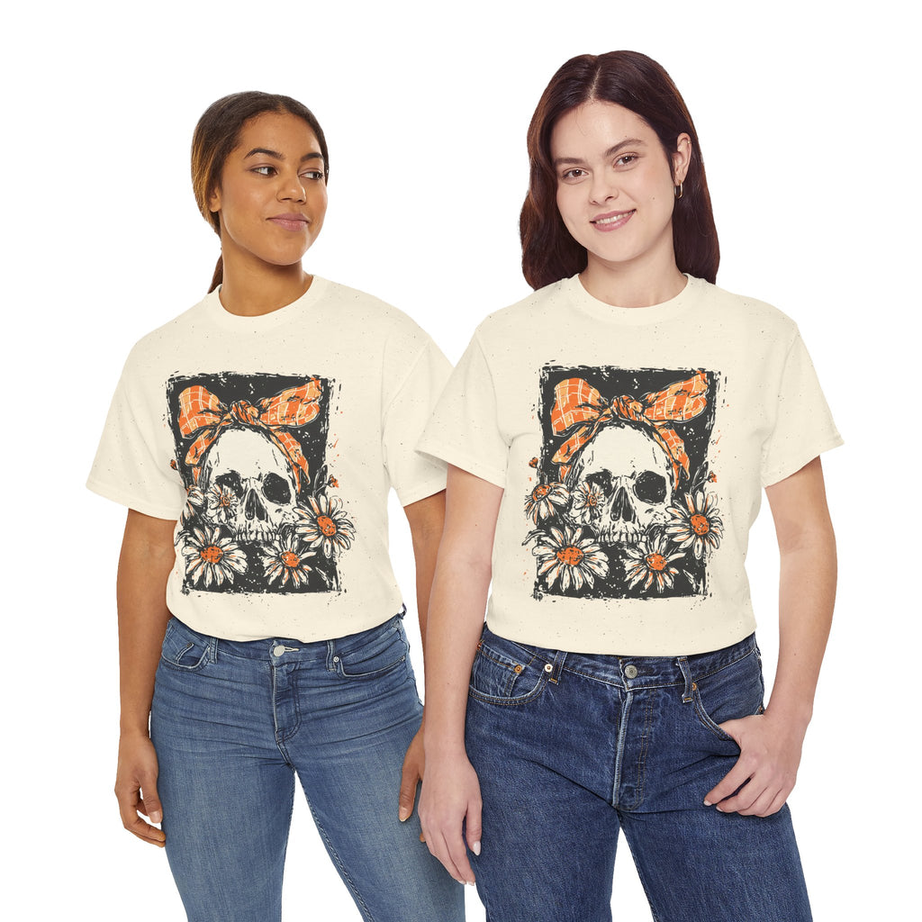 Skull with Daisies Tee – Vintage Floral Skull Graphic T‑Shirt