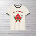 "One In A Melon" Cute Watermelon Slice Graphic Ringer Tee