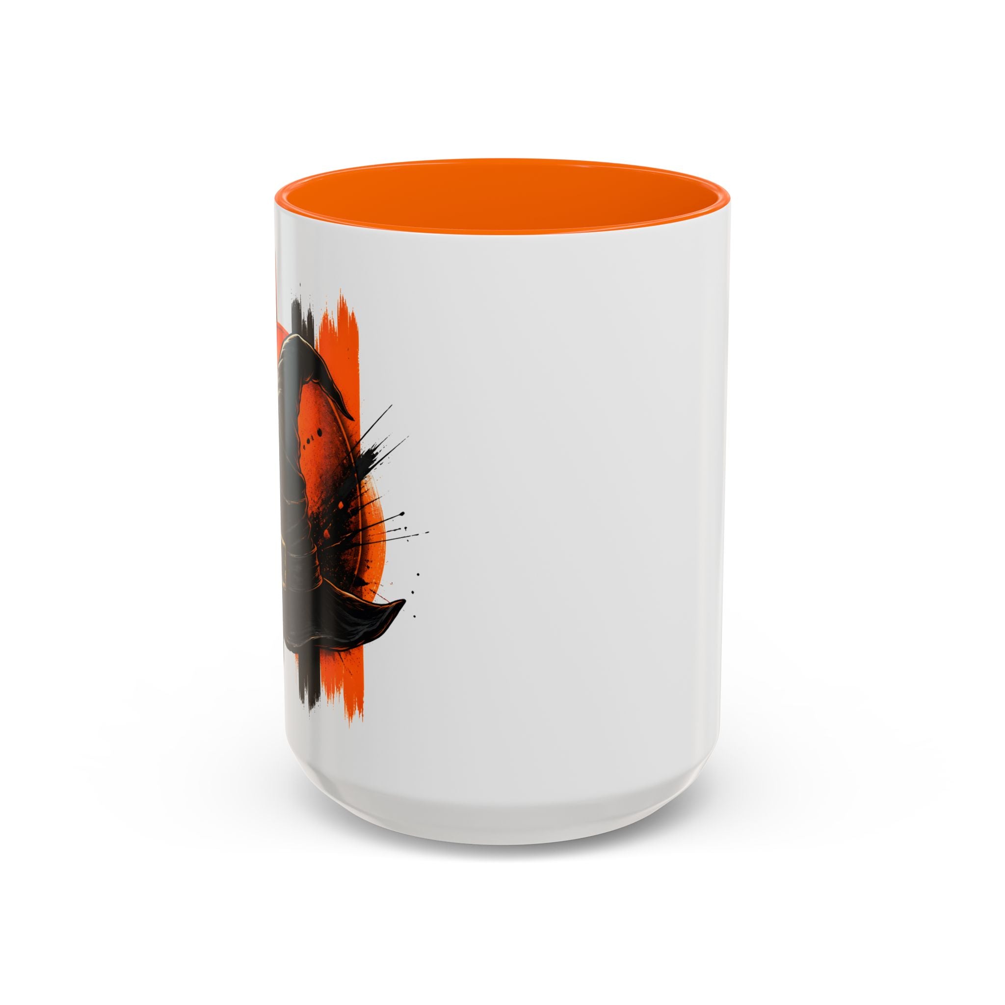 Black Hat & Orange Brushstroke Accent Coffee Mug — Halloween Cat Coffee Cup (11/15oz)