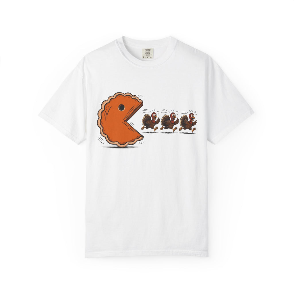 Pac-Man Pie T-Shirt — Funny Thanksgiving Turkey Chase Tee
