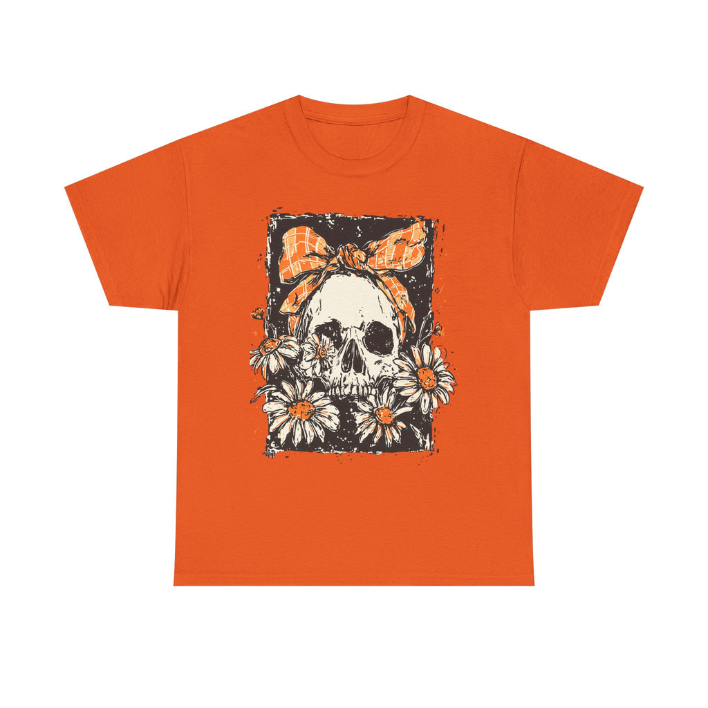 Skull with Daisies Tee – Vintage Floral Skull Graphic T‑Shirt