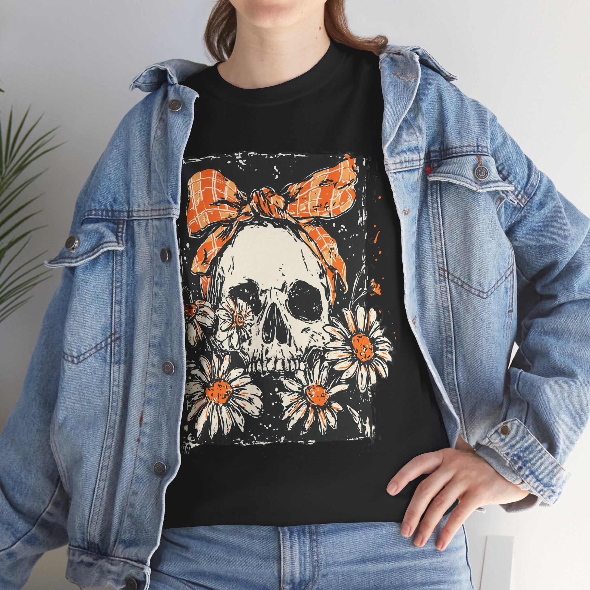 Skull with Daisies Tee – Vintage Floral Skull Graphic T‑Shirt