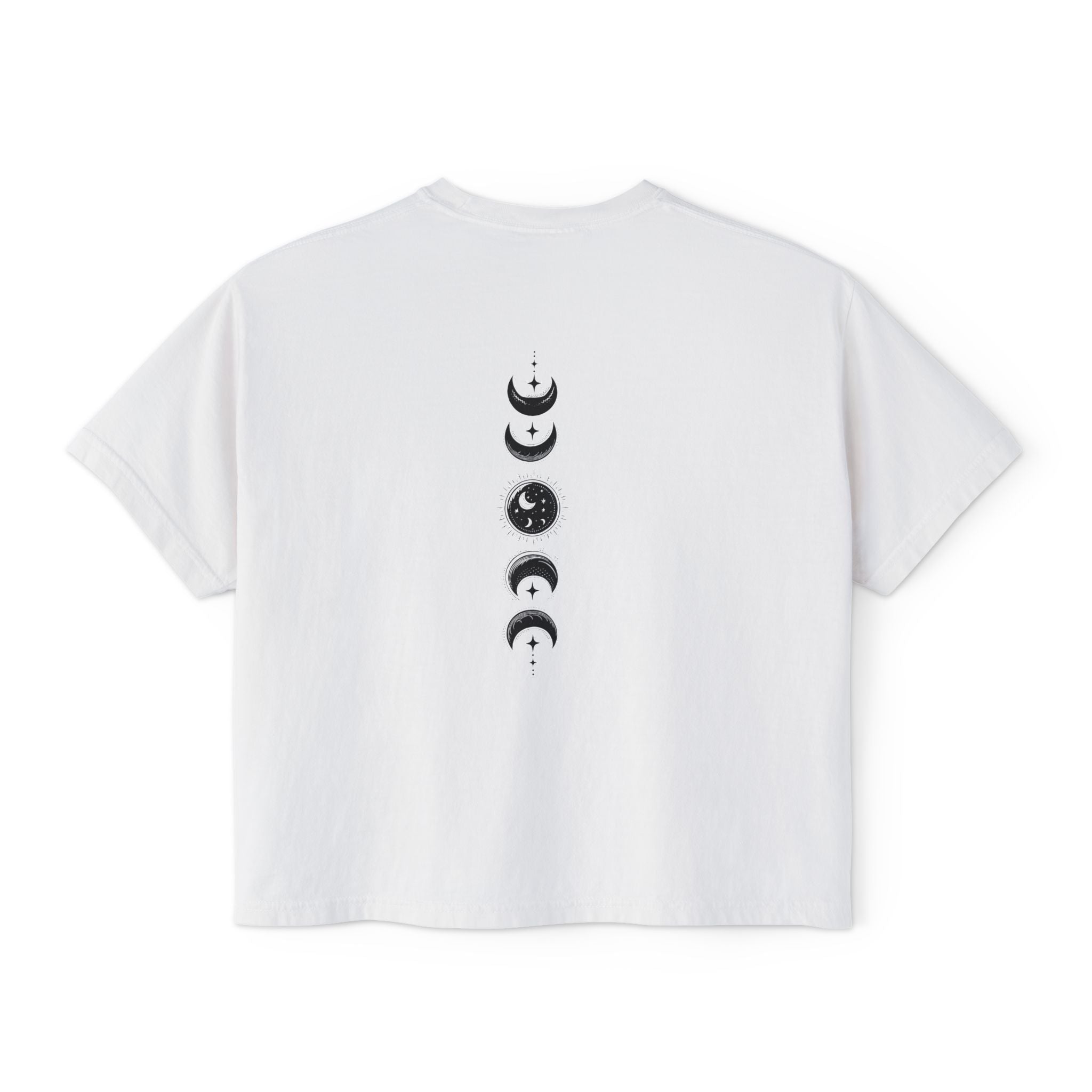 Salem 1692 Crescent Moon Women's Boxy Tee — Witchy Moon Phases Graphic