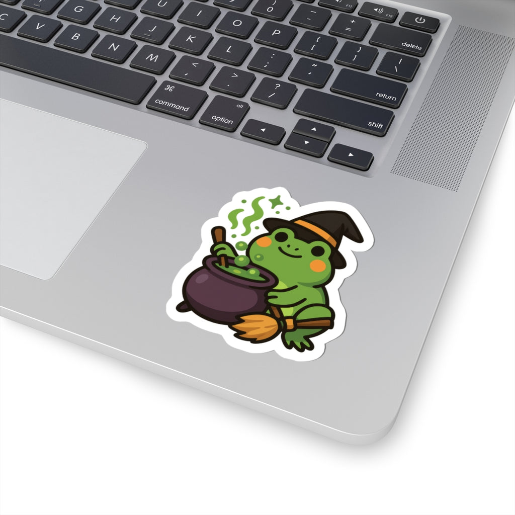 Cute Witch Frog Sticker — Halloween Kiss-Cut Sticker for Laptops, Water Bottles & Scrapbooks