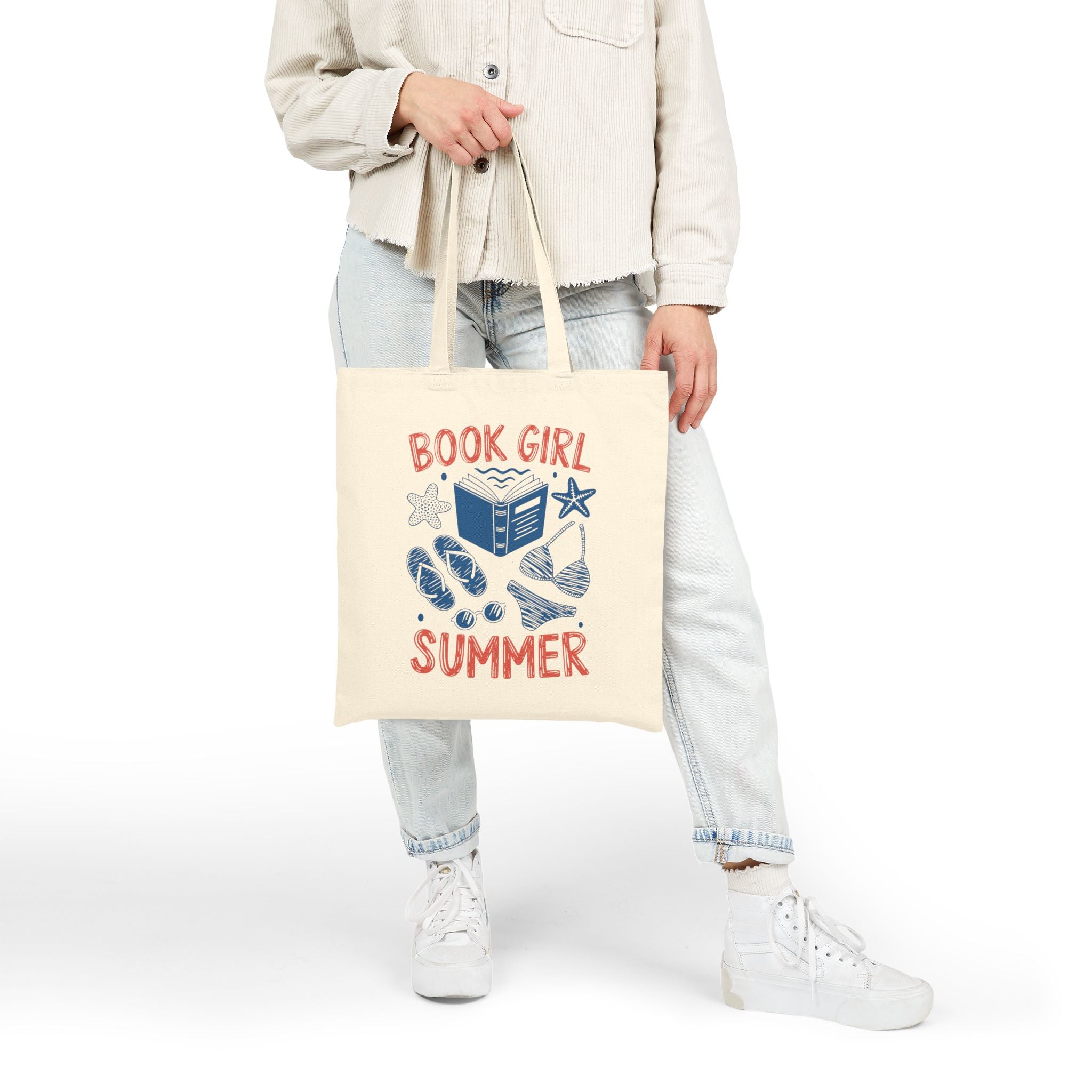 Book Girl Summer Tote — Cotton Canvas Tote Bag