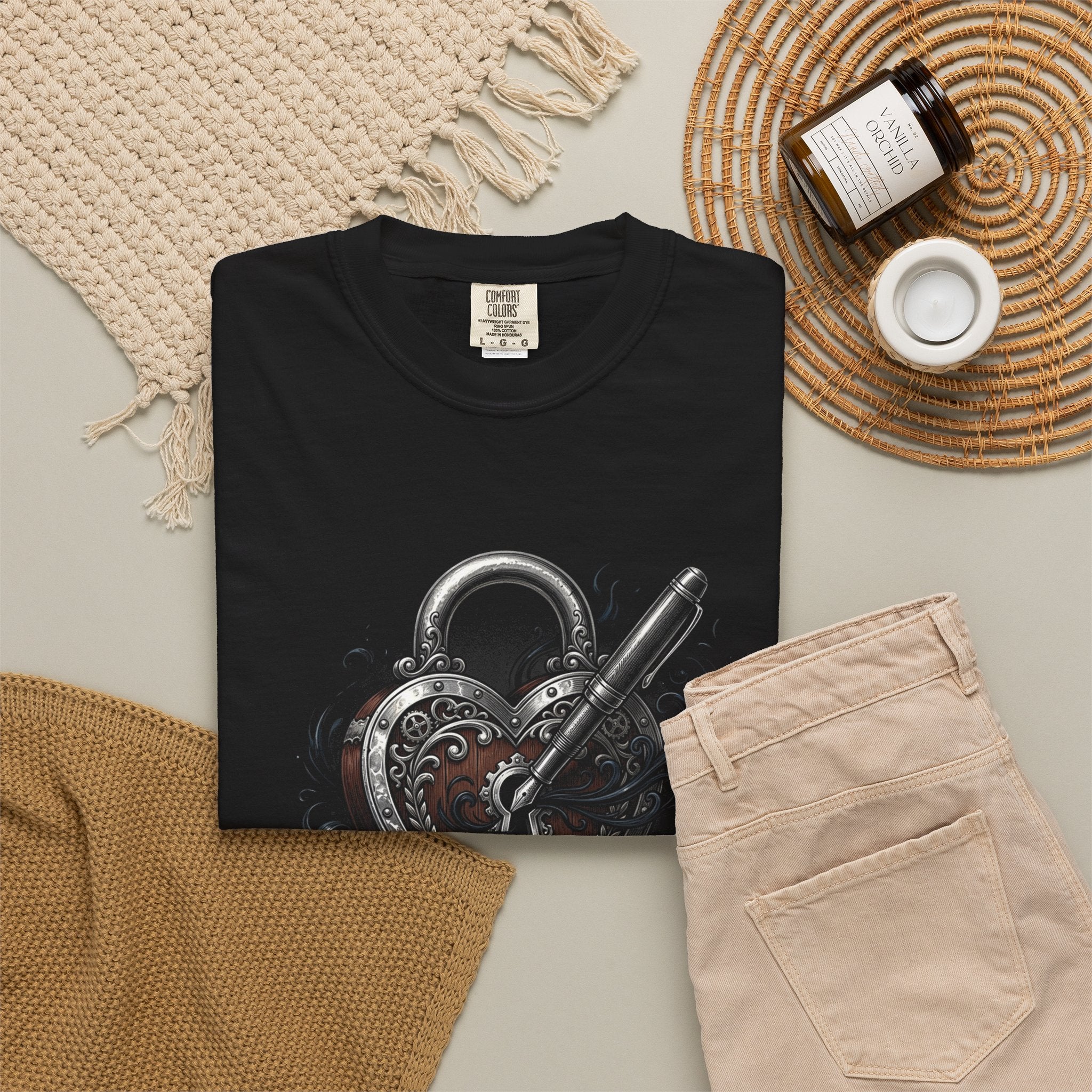Protected by a Plot Twist T-Shirt | Heart Lock & Key Literary Design