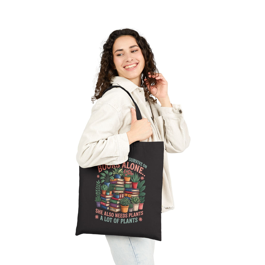 Plant & Book Lover Cotton Canvas Tote Bag