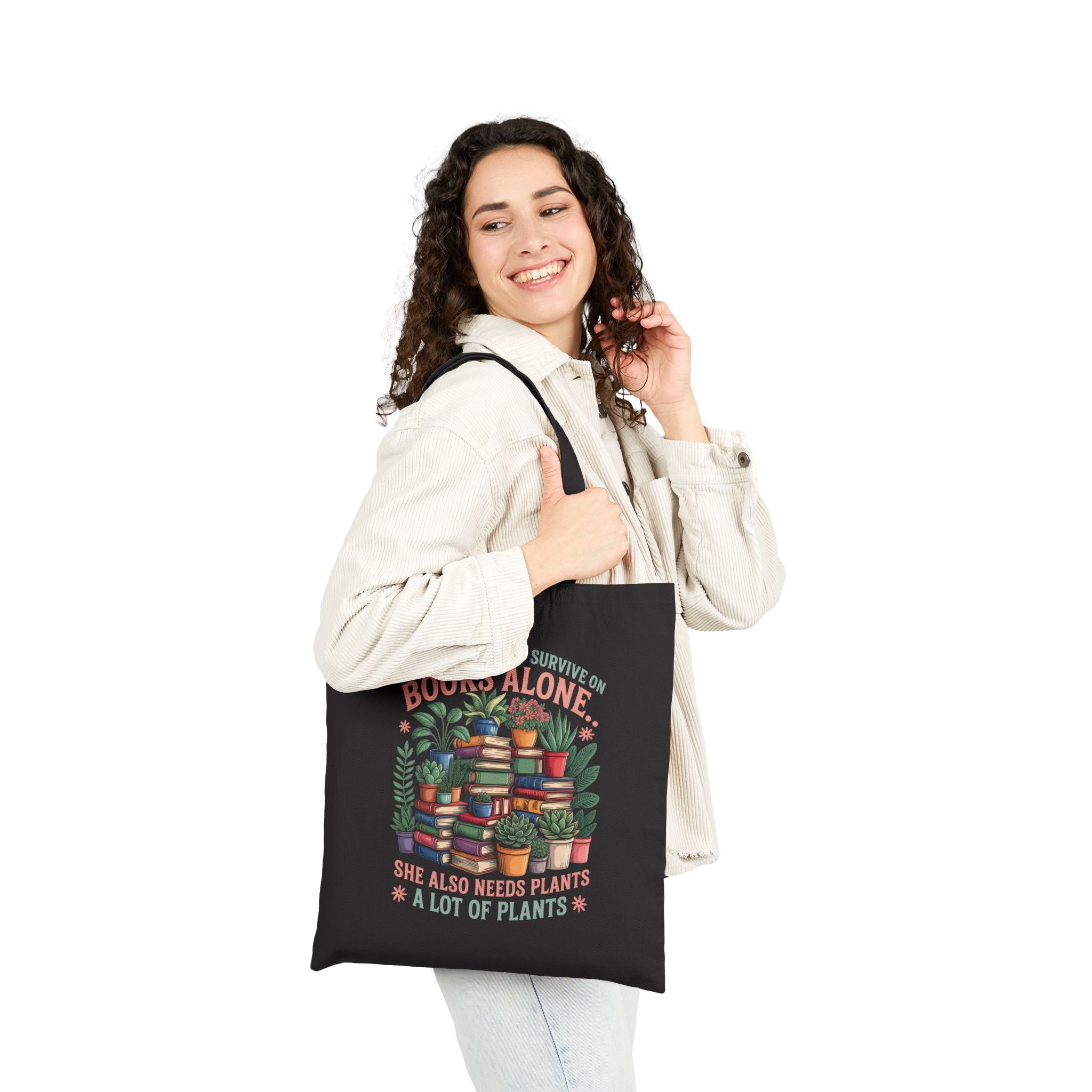Plant & Book Lover Cotton Canvas Tote Bag