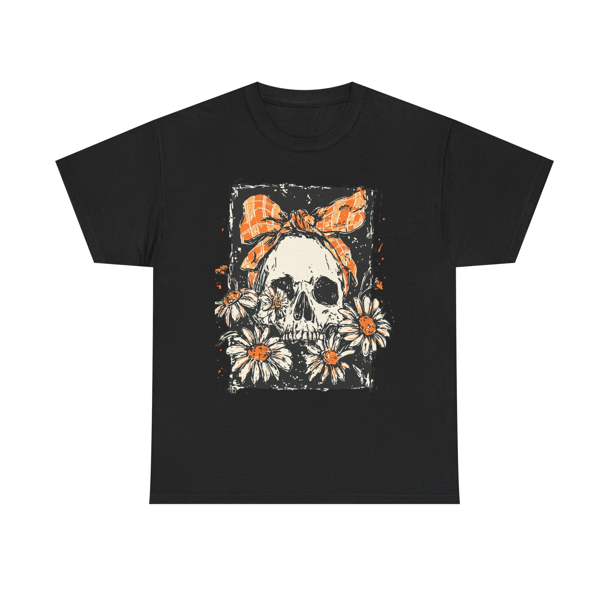Skull with Daisies Tee – Vintage Floral Skull Graphic T‑Shirt