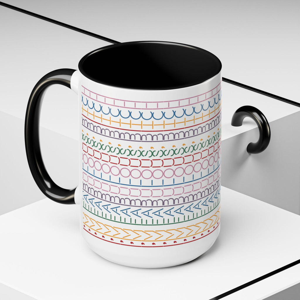 Colorful Doodle Stripe Accent Coffee Mug — Hidden Message 11/15oz