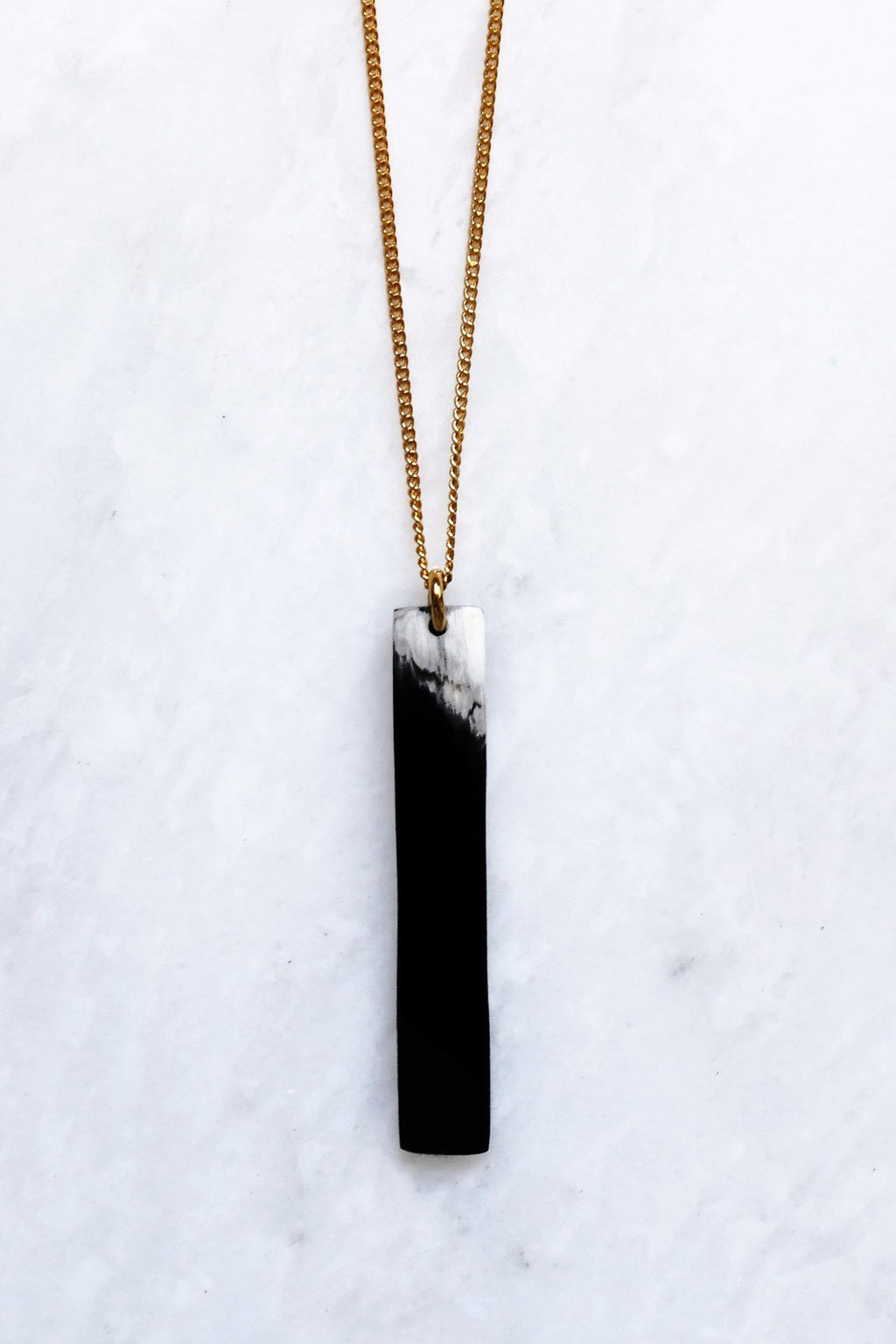 16K Gold - Plated Brass Buffalo Horn Minimalist Bar Pendant Necklace - Addy Avenue