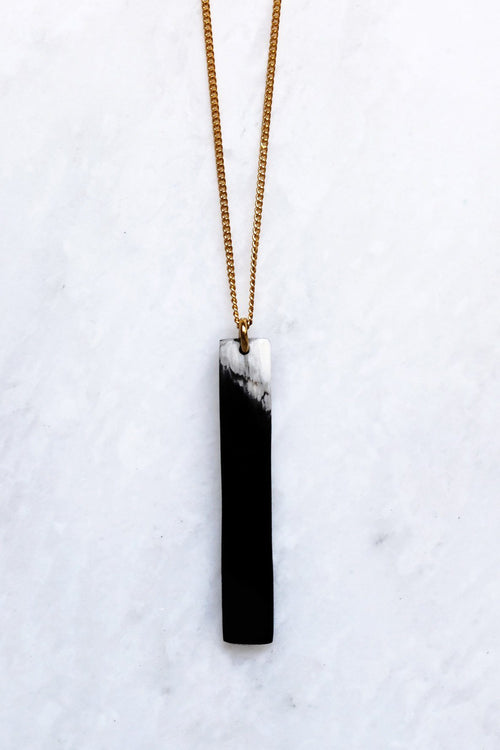 16K Gold - Plated Brass Buffalo Horn Minimalist Bar Pendant Necklace - Addy Avenue