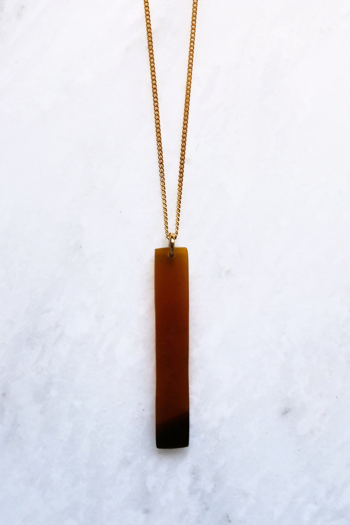 16K Gold - Plated Brass Buffalo Horn Minimalist Bar Pendant Necklace - Addy Avenue