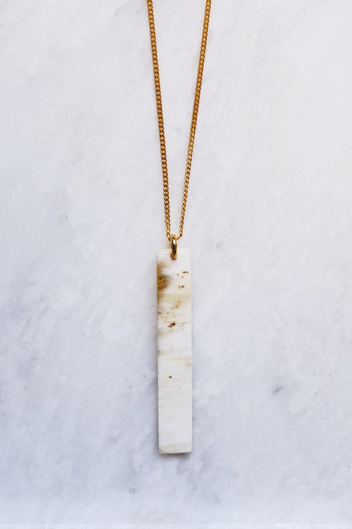 16K Gold - Plated Brass Buffalo Horn Minimalist Bar Pendant Necklace - Addy Avenue