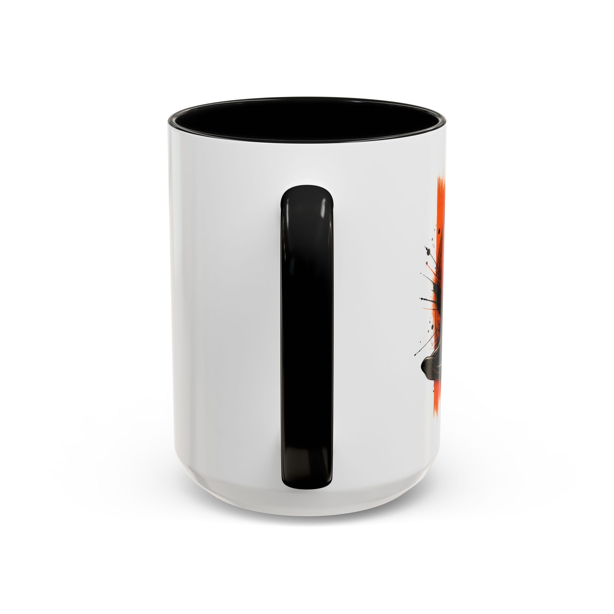 Black Hat & Orange Brushstroke Accent Coffee Mug — Halloween Cat Coffee Cup (11/15oz)