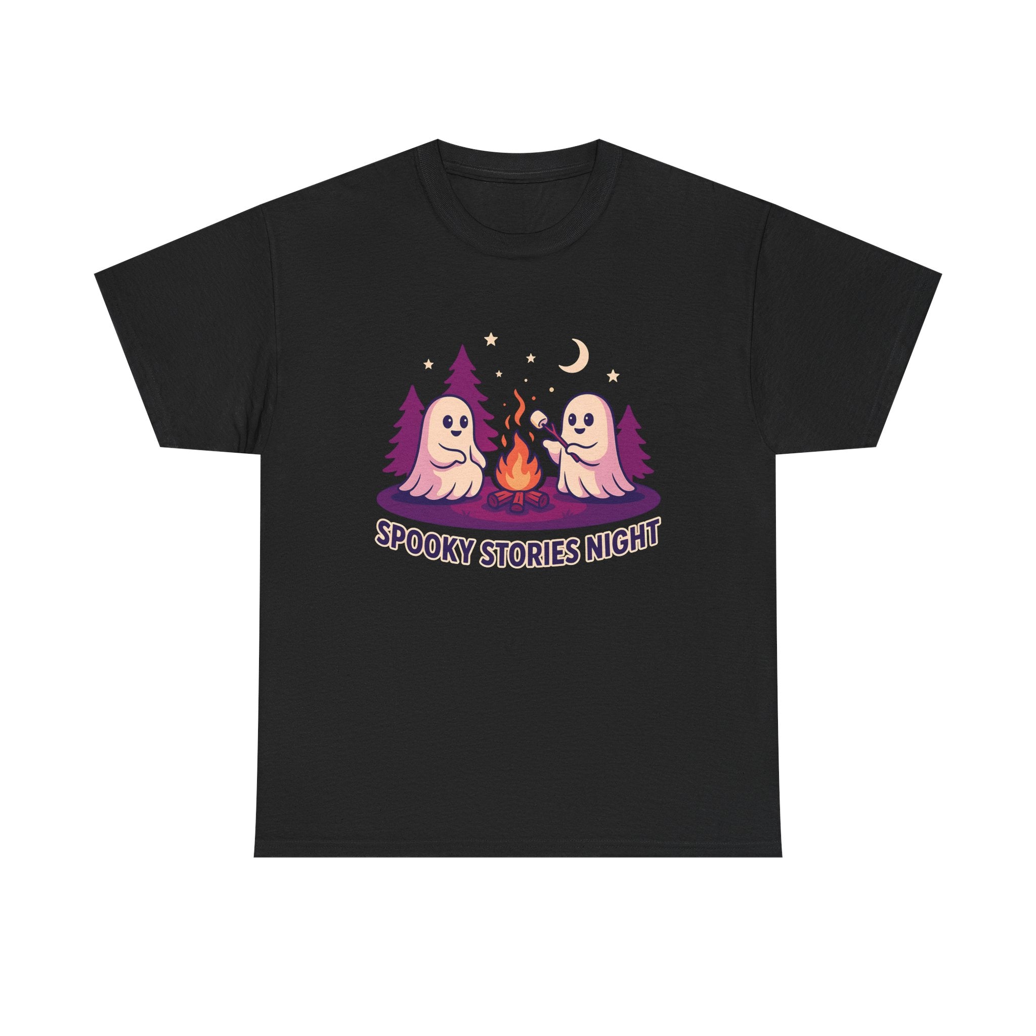 Spooky Stories Night Tee — Cute Ghost Campfire Halloween T-Shirt