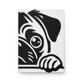 Pug Peek Hardcover Journal — Cute Black & White Dog Notebook