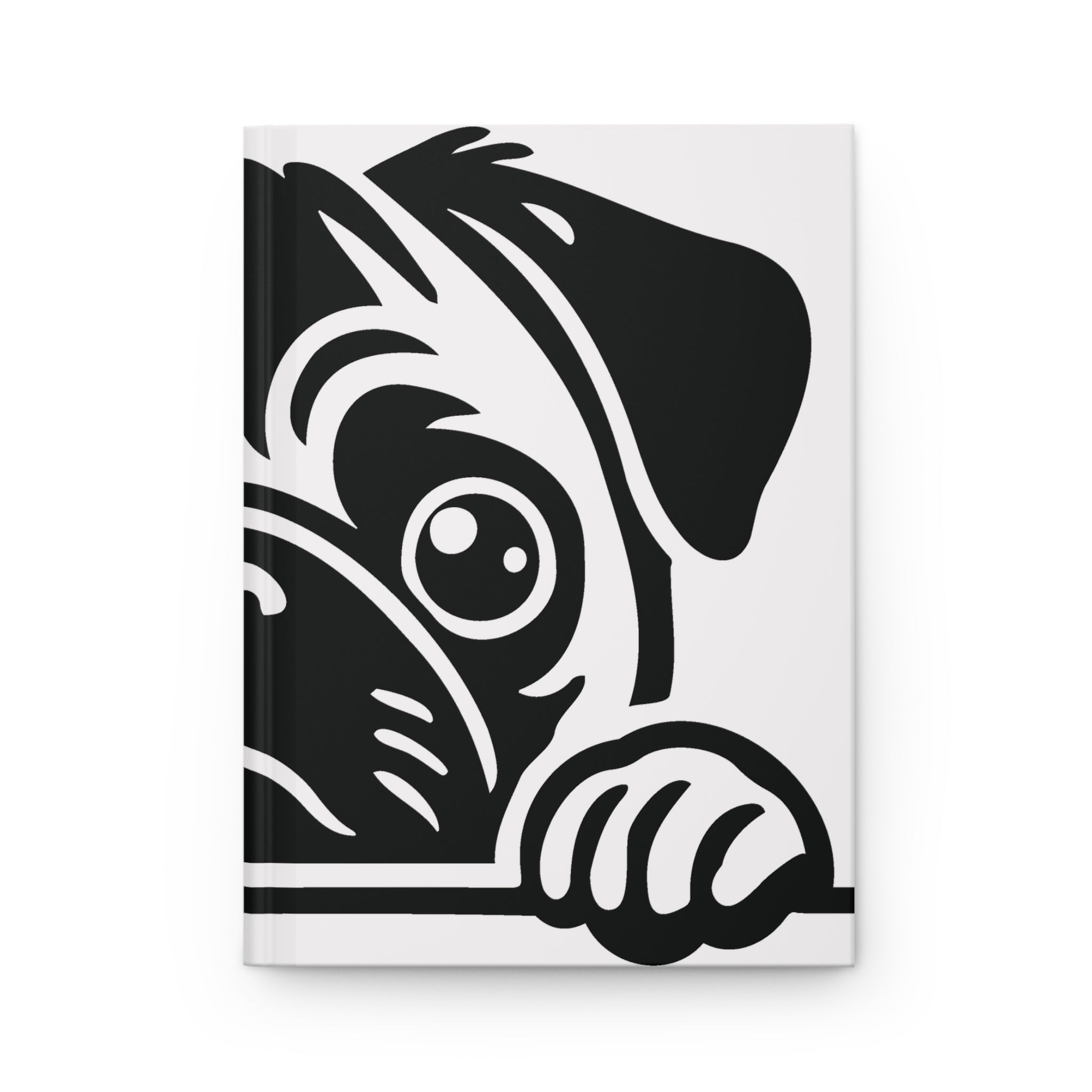 Pug Peek Hardcover Journal — Cute Black & White Dog Notebook
